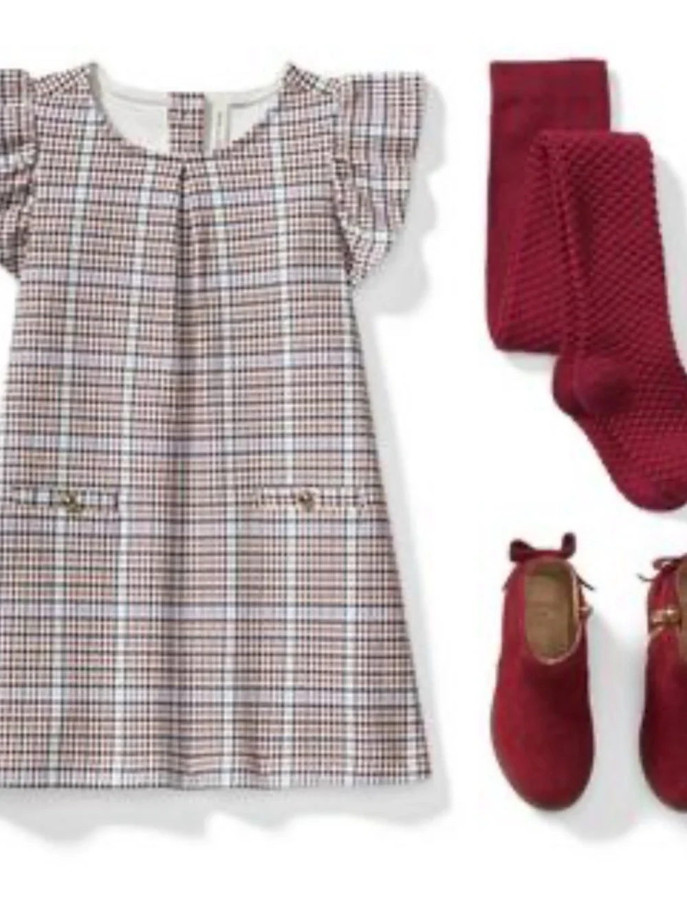 Janie and Jack Girls Plaid Flutter-Sleeve Dress - size 8